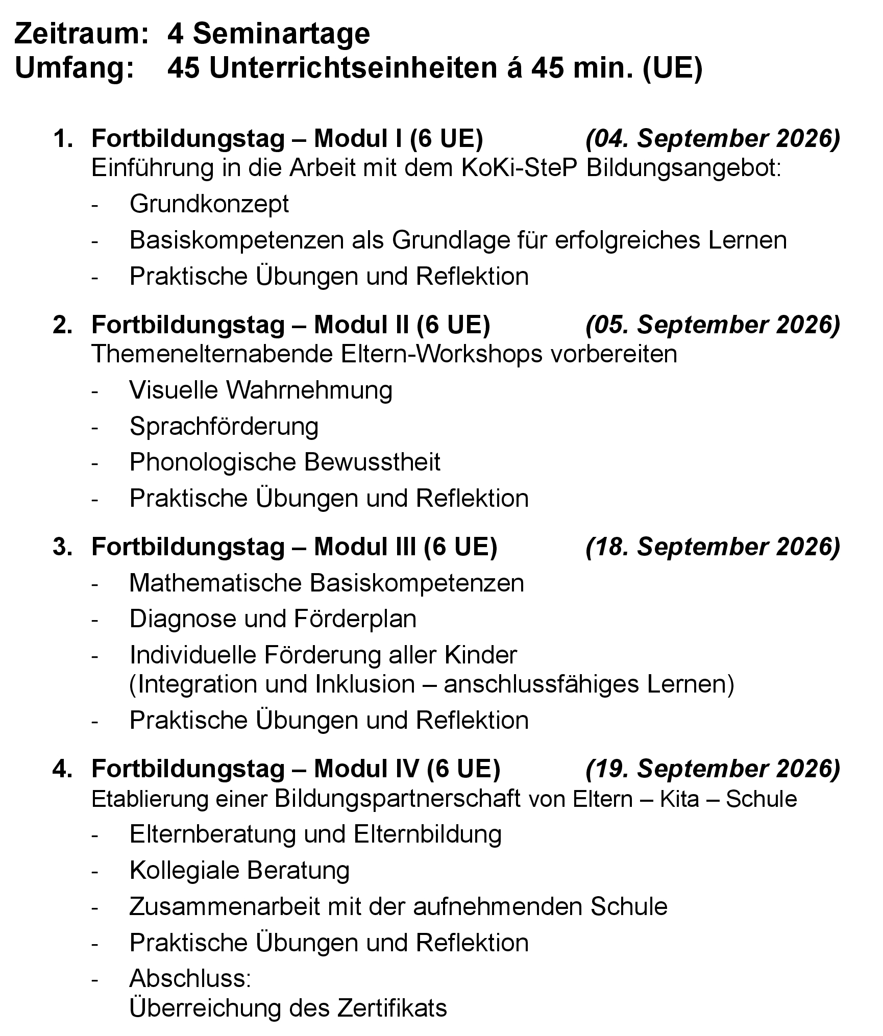 Inhalt Multiplikatorenfortbildung